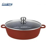 Cumpara ieftin Cratita Aluminiu Heinner Calabria 40cm, 11L, Capac Sticla Termorezistenta, Invelis Ceramic Marmorat, Inductie
