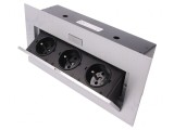 Prelungitor cu prize pentru mobilier 2500W argintiu