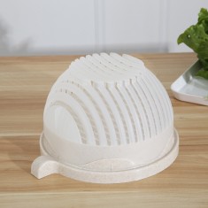 Multifunctional Fruit Salad Bowl Cutter-Color: Beige foto