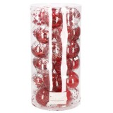 Set globuri de Craciun Inedit, 30 bucati, 7cm, transparente si rosu Household NewTrend