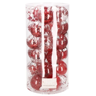 Set globuri de Craciun Inedit, 30 bucati, 7cm, transparente si rosu Household NewTrend foto