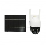 Camera supraveghere 4 MP cu panou solar 7.6W, baterie 18650, cartela sim 4G, rotativa 360 grade PTZ cu senzor de miscare, card memorie 64 GB, detectie