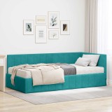 vidaXL Cadru de pat colțar cu saltea Turcoaz 100 x 200 cm Catifea