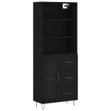 Dulap inalt, negru, 69,5x34x180 cm, lemn compozit