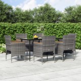 Gossi set de servit masa pentru gradina, 7 piese, gri si negru