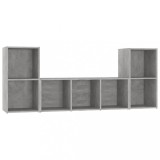 Cumpara ieftin Set de dulapuri TV, 3 piese, gri beton, lemn prelucrat