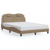 VidaXL Cadru de pat cu tăblie, cappuccino, 140x200 cm, piele ecologică