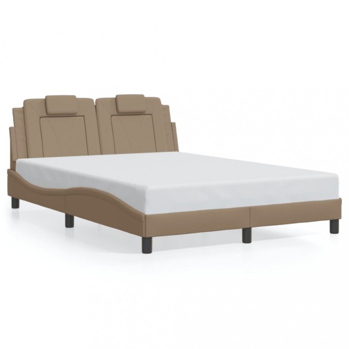 vidaXL Cadru de pat cu tăblie, cappuccino, 140x200 cm, piele ecologică 3208100