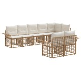 vidaXL Set de canapele de exterior 8 pcs Alb Natural și Crem Poliester 3437730