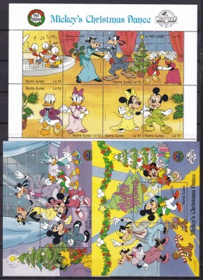 Sierra Leone 1988 Disney Craciun dans MI 1132-39 (kleib.) + 2 bl. 85,86 MNH foto