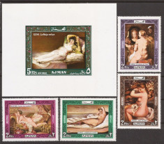 AJMAN PICTURA NUD ( serie dt. + colita ndt. ) MNH foto