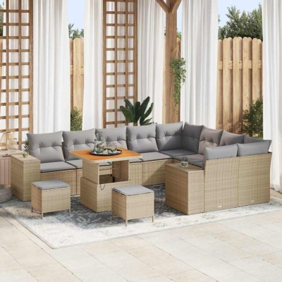 vidaXL Set de canapele pentru grădină 12 pcs Bej poliratan 3362042 foto
