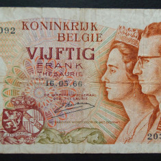 Bancnota 50 FRANCI - BELGIA, anul 1966 * cod 776 B