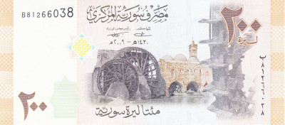 Bancnota Siria 200 Pounds 2009 - P114 UNC foto