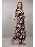 Cumpara ieftin ROCHIE LUNGA CU FLORI BARCELLONA Negru S-M