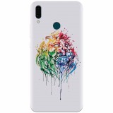 Husa silicon pentru Huawei Y9 2019, Paint Illustration Lion Head