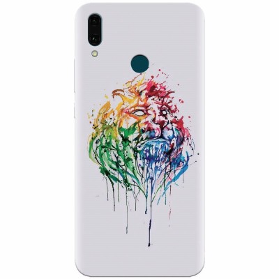 Husa silicon pentru Huawei Y9 2019, Paint Illustration Lion Head foto