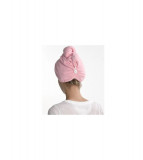 Prosop turban pentru uscarea parului, roz, Oem
