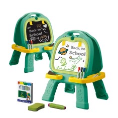 Tabla de desenat pliabila cu doua fete si 2 jocuri de societate incluse WePro Store, partea magnetica pentru accesorii si cea neagra pentru scris cu c