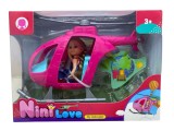 Jucarie Fetite: Papusa cu Elicopter Roz Plastic, 22cm - Distractie si Aventura! Recomandat 3+ ani