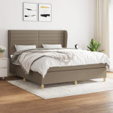 Cumpara ieftin Pat continental cu saltea, gri taupe, 180x200 cm, textil