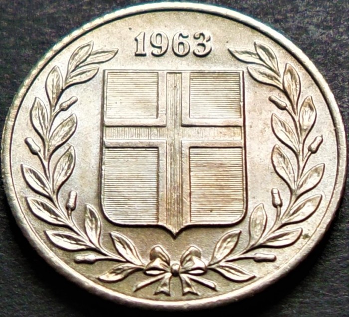 Moneda 25 AURAR - ISLANDA, anul 1963 *cod 3594 = A.UNC