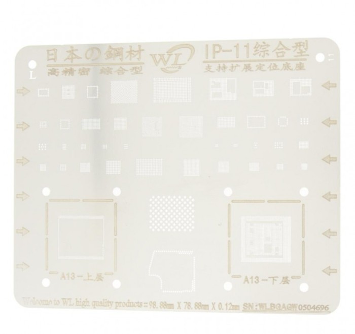 BGA Reballing iPhone 11 - 11 Pro Max, BGA Stencil Reballing A13 CPU RAM Nand Flash IC Chip, Net Thickness Heat 0.12mm