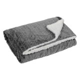 Patura moale, cu doua fete, imitatie blana, 160 x 130 cm, alb cu gri