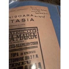 Program de teatru Teatru &quot;Regina Maria&quot; Dra Nastasia, George Mihail Zamfirescu, dedicatie