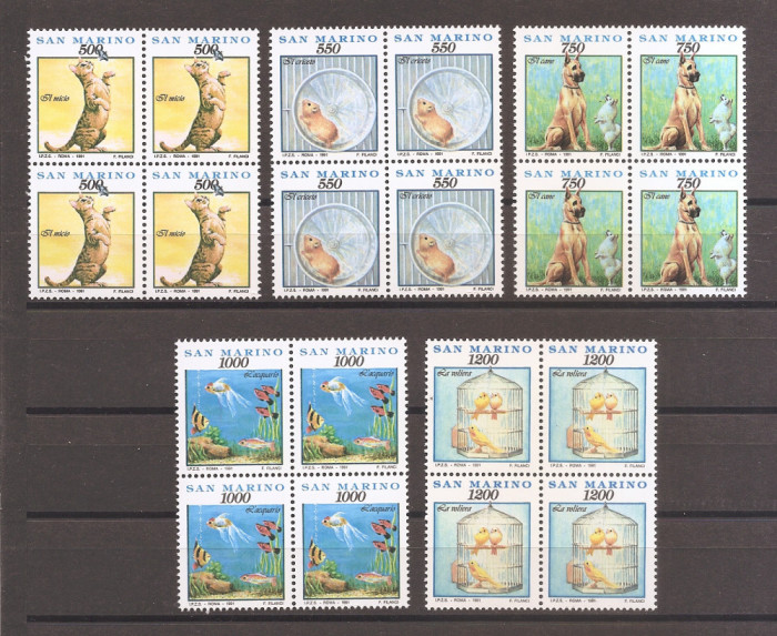 San Marino 1991 - Animale de companie (in bloc de 4), MNH