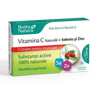 VITAMINA C NATURALA+SELENIU SI ZINC 30cpr masticabile ROTTA NATURA foto