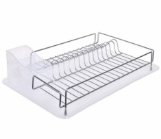 Suport de vase si tacamuri cu tava de scurgere apa, nu rugineste, din metal si plastic, pentru bucatarie, ConceptSeller foto