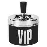 Scrumieră Metalică Anti V&acirc;nt, VIP, Negru și Argintiu, 9x14 cm, Oem