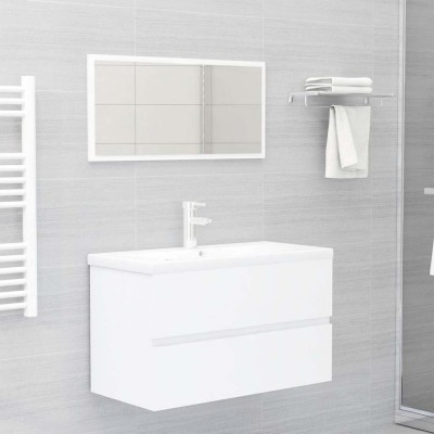 vidaXL Set mobilier de baie, 2 piese, alb, PAL foto