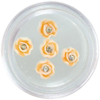 Decorațiuni nail art - flori acrilice, portocalii și albe cu stras foto