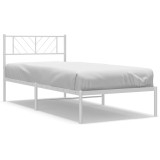 Cumpara ieftin Cadru de pat metalic cu tablie, alb, 90x190 cm