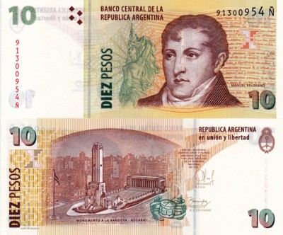 ARGENTINA 10 pesos ND (2014) P-354 UNC!!! foto