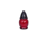 Candela funerara rosie din sticla pentru mormant, 13 cm, 6-8 ore