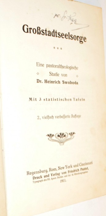 Carte veche religioasa - &icirc;ngrijirea pastorală a orașelor mari 1911