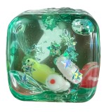 Cub Fidget 3D, Flippy, Model Cub de Gheata Scoici, Jucarie Antistres pentru Copii/Adulti, Comprimabil cu Revenire Lenta, 3x3x3 cm, Turcoaz/Verde