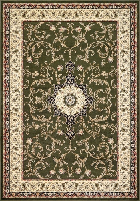 Covor Model Lotos 523-310, Marime 50 x 80 cm, Crem, Verde, Inaltime Fir 8 mm, Antialergic, Polipropilena, Living, Dormitor, Sufragerie, Birou