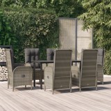 vidaXL Set mobilier de grădină cu perne, 7 piese, negru/gri, poliratan 3185200