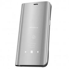 Husa Samsung A10 / Galaxy M10, Flip / Book / Carte, Functie Stand, Clear View, Silver foto