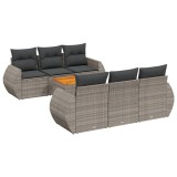 Cumpara ieftin Set canapele de gradina, 7 piese, cu perne, gri, poliratan