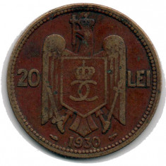 Monedă 20 lei, Romania, 1930