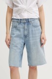 G-Star pantaloni scurți jeans uni, high waist, D27484-D536