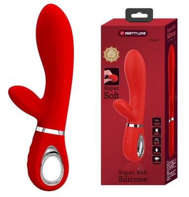 Vibrator Iepuras Thomas, 7 Moduri Vibratii, Silicon, USB, Rosu, 20.5 cm foto