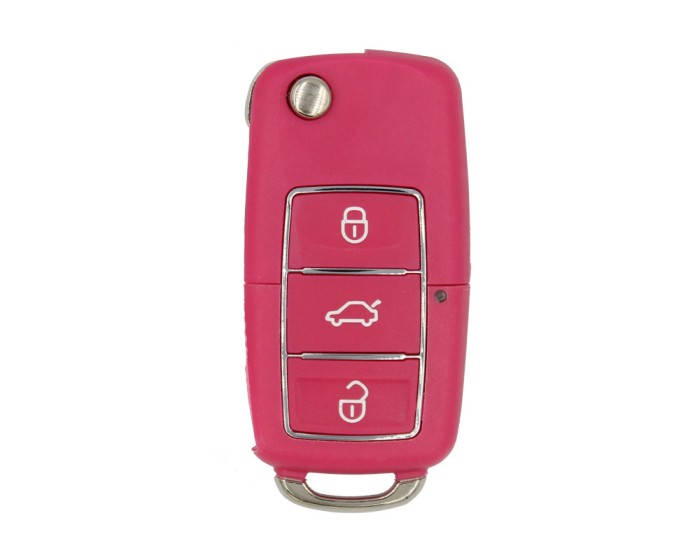 Carcasa Cheie Briceag VW 3 Butoane Roz-Magenta Design NOU AutoProtect KeyCars