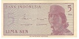 Bancnota 5 sen 1964 - Indonezia, UNC