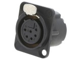 Conector XLR NEUTRIK NC6FD-LX-B 6 pini drept, soclu mamă, buton, negru